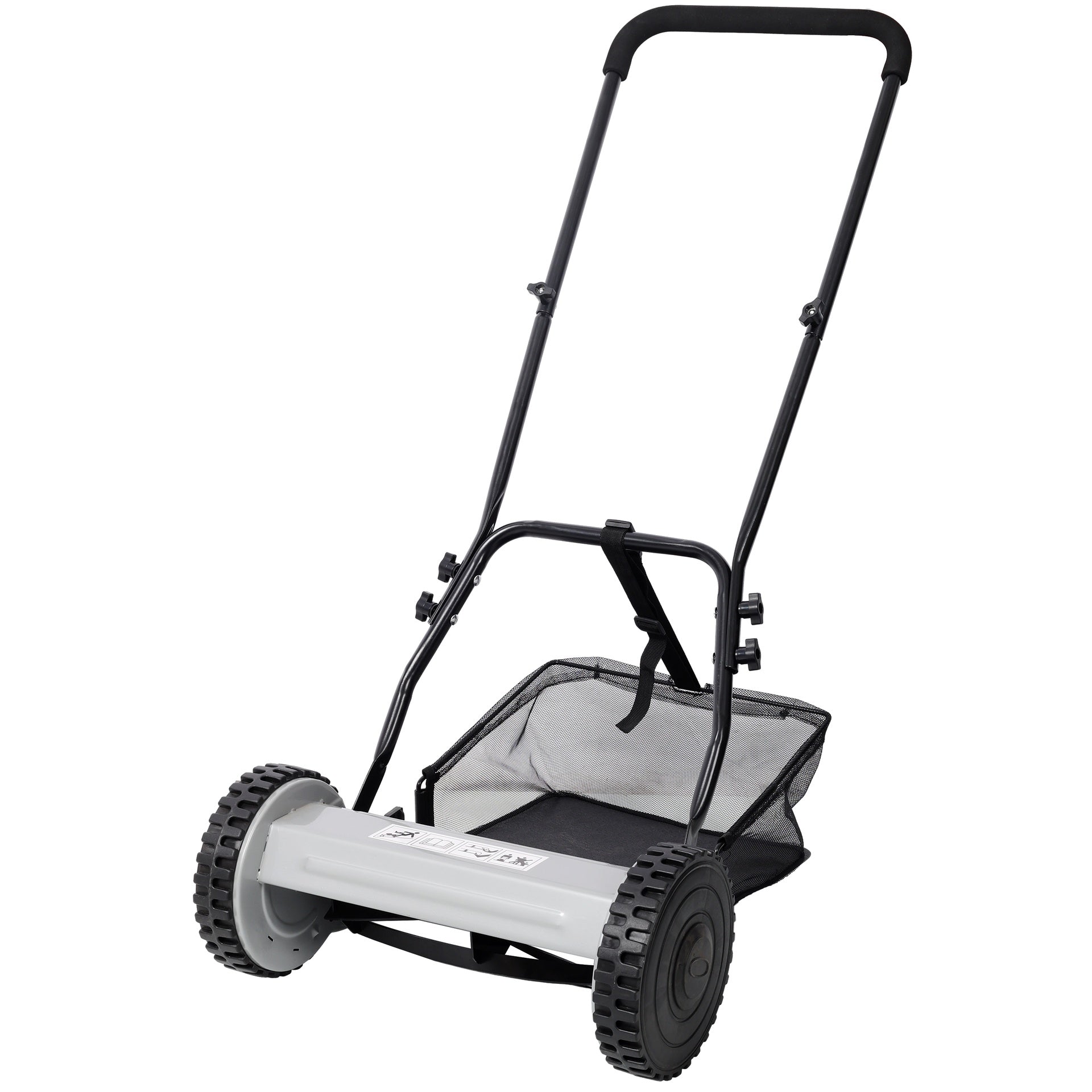 14-Inch 5-Blade Push Reel Lawn Mower with Grass Catcher, GRAY COLOR