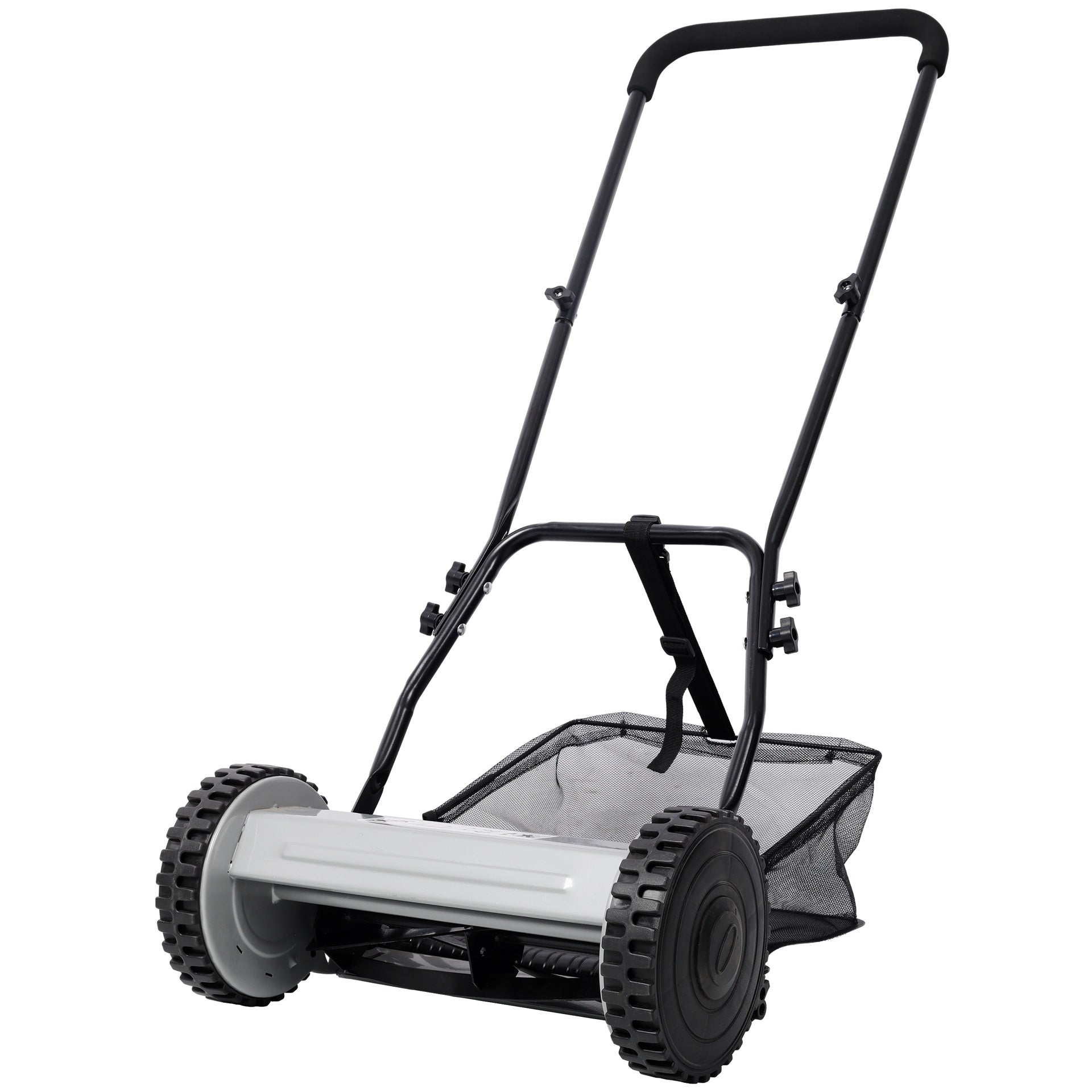 14-Inch 5-Blade Push Reel Lawn Mower with Grass Catcher, GRAY COLOR