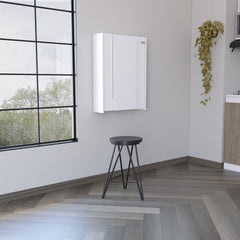 Wall Foldable Table with Multiple Shelves, White