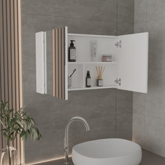 Medicine Cabinet 19.70" H, with 2 Doors, 3 Shelves, 2 Mirrors, White