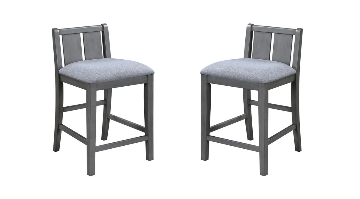 Gregorio Set of 2 Gray Finish Upholstered Seat 20"W Counter Height Chair