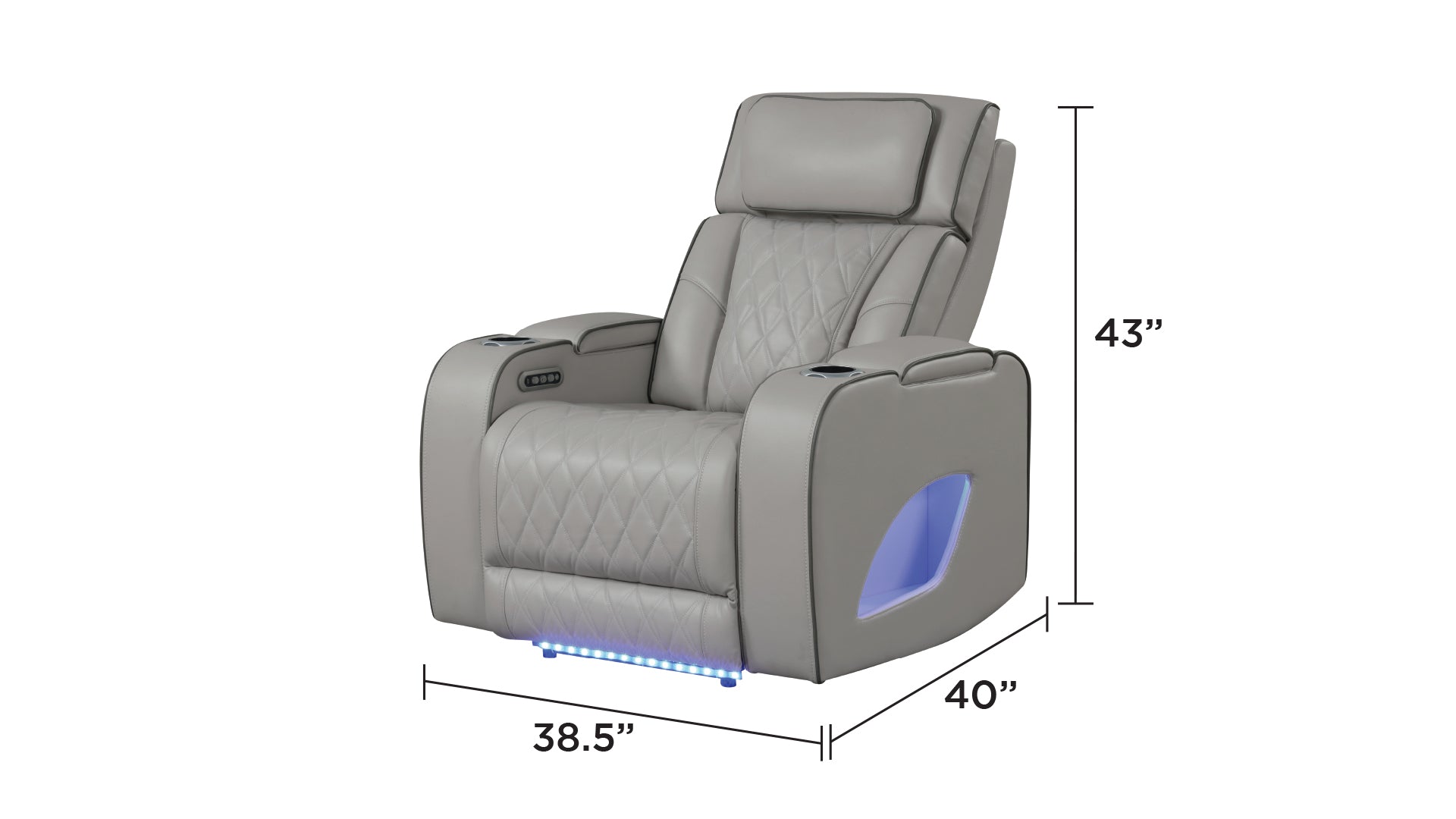 Fortuner Modern Style Upholstery Recliner Chair Made with Wood & Massage Function Included-Gray      same as G150109104  (NJ inventory)