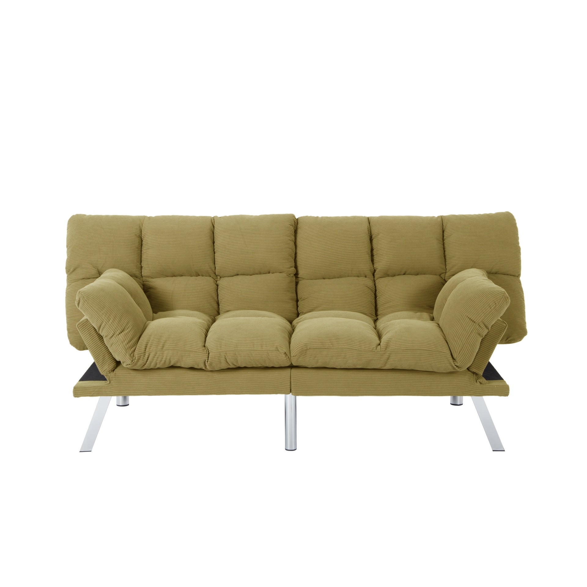 Multifuctional Sofa Bed, Foldable 2-Seater Sofa, Corduroy Fabric, Suitable for Living Rooms & Apartments (Yellow)