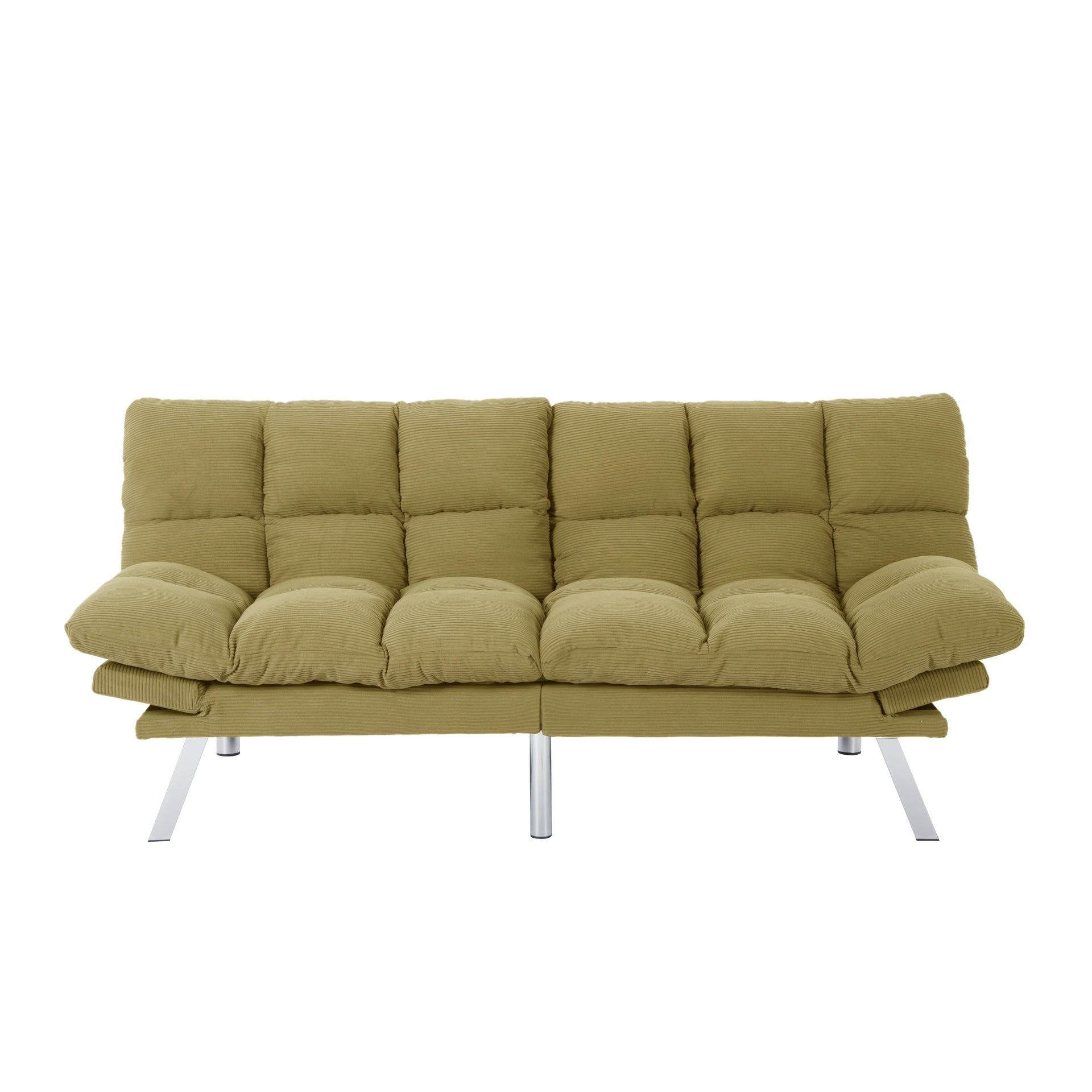 Multifuctional Sofa Bed, Foldable 2-Seater Sofa, Corduroy Fabric, Suitable for Living Rooms & Apartments (Yellow)