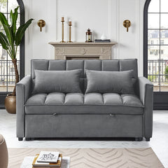 Modern 2-Seater Sofa, 54" Pull-Out Sleeper Sofa Bed for Living Room, Dark Gray