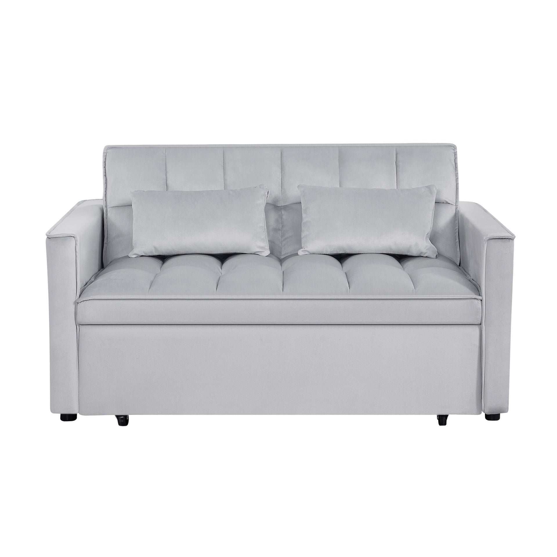 Modern 2-Seater Sofa, 54" Pull-Out Sleeper Sofa Bed for Living Room, Light Grey