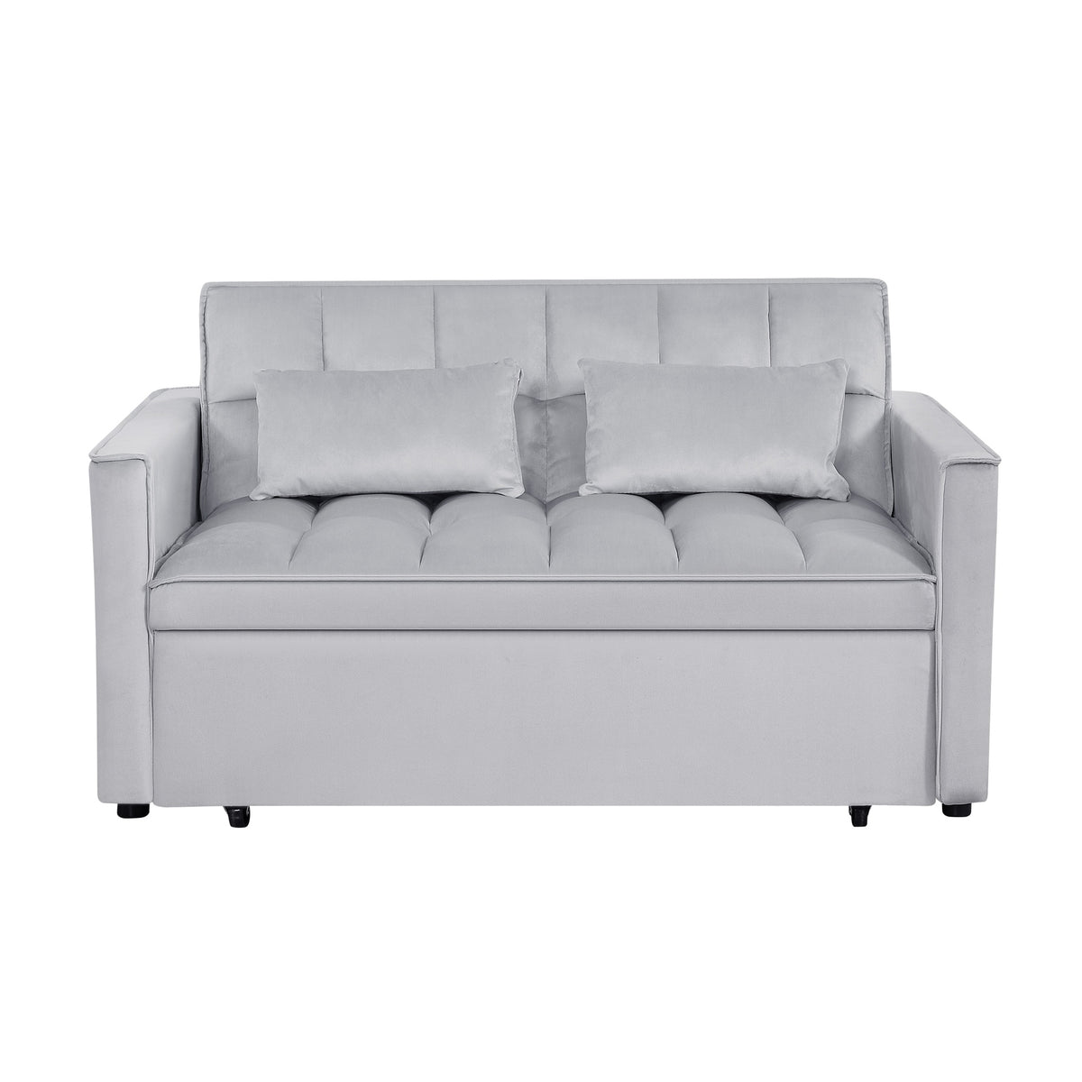 Modern 2-Seater Sofa, 54" Pull-Out Sleeper Sofa Bed for Living Room, Light Grey