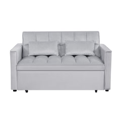 Modern 2-Seater Sofa, 54" Pull-Out Sleeper Sofa Bed for Living Room, Light Grey