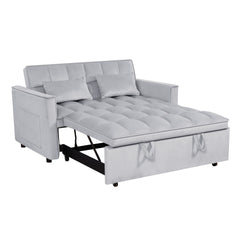 Modern 2-Seater Sofa, 54" Pull-Out Sleeper Sofa Bed for Living Room, Light Grey