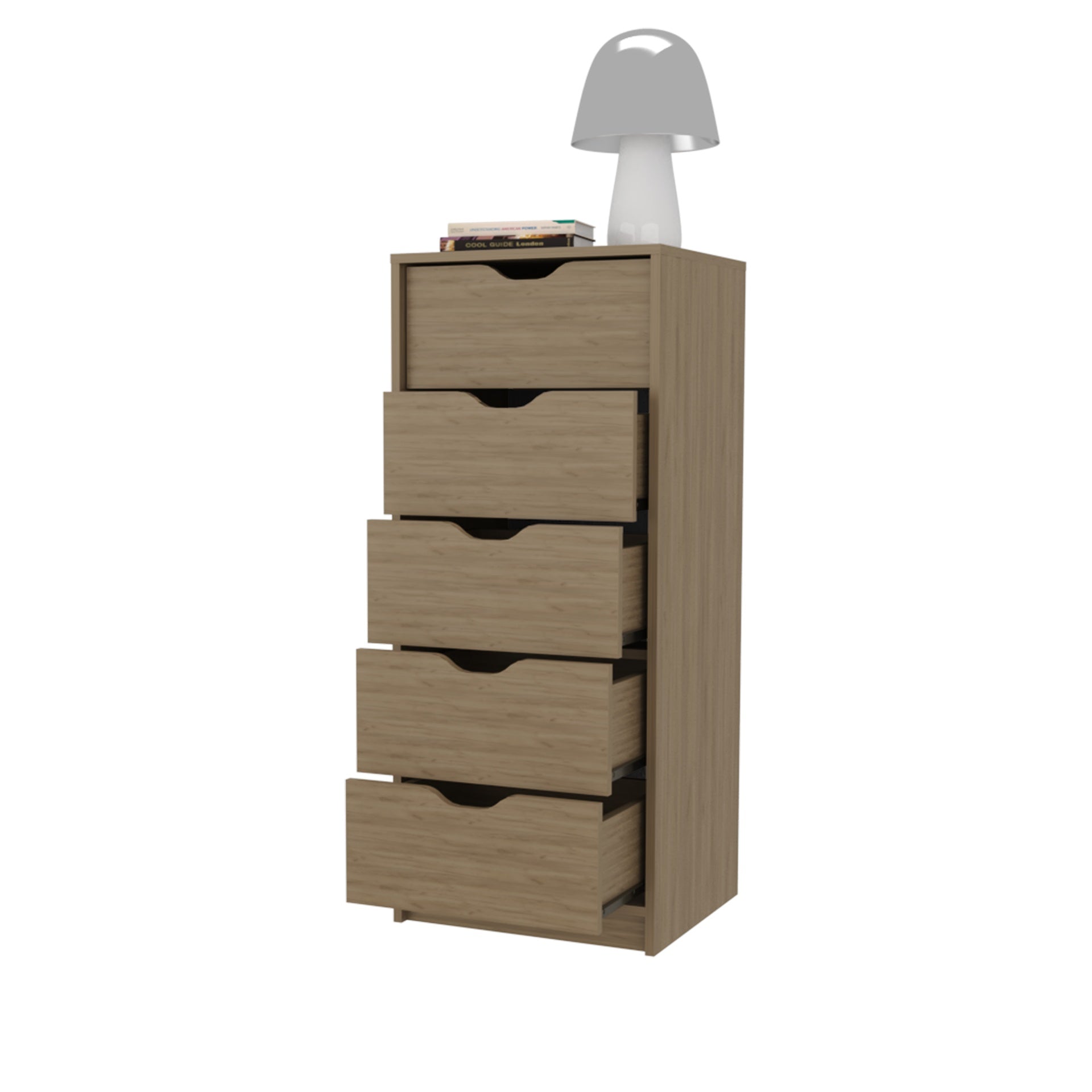 FM FURNITURE Olijato 5-Drawer Dresser for Nurseries and Bedrooms 鈥 Modern Space-Saving Storage, Natural Oak