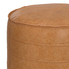 Brody - 20" Round Pouf - Distressed Brown