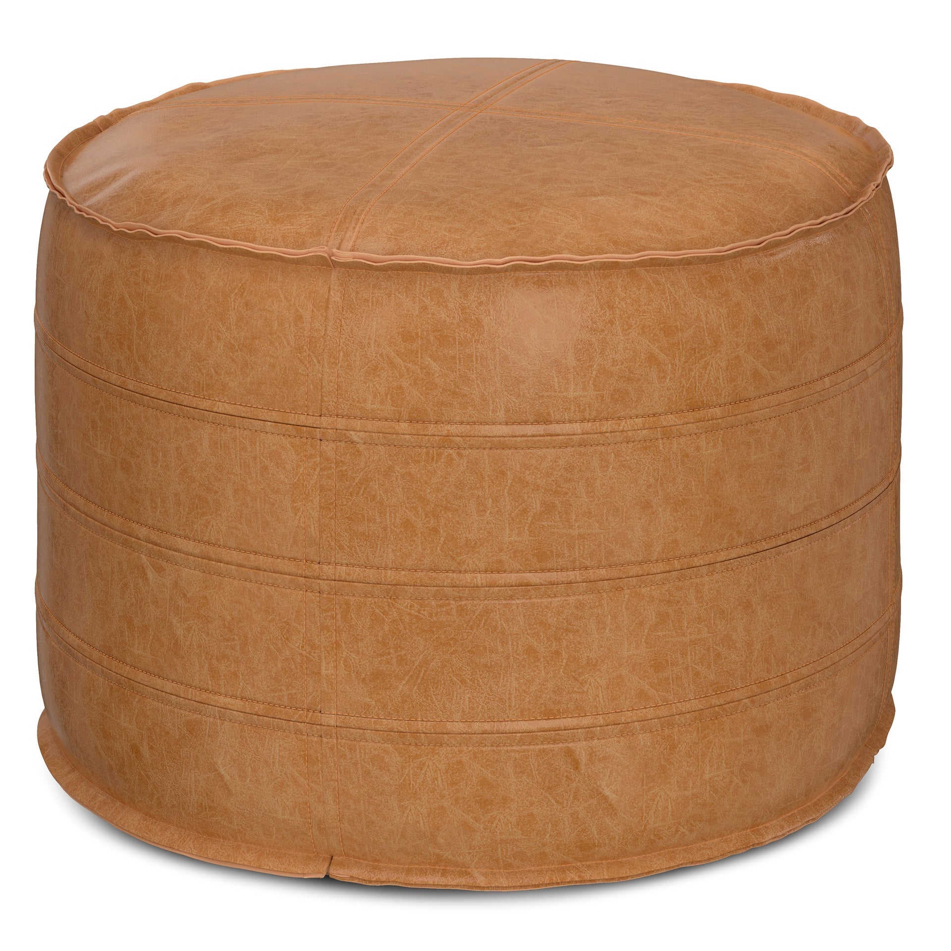 Brody - 20" Round Pouf - Distressed Brown