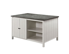 Off White And Dark Gray Counter Height Dining Table w Storage Cabinet Base Solidwood 1pc Table Dining Room Furniture
