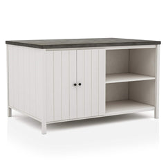 Off White And Dark Gray Counter Height Dining Table w Storage Cabinet Base Solidwood 1pc Table Dining Room Furniture