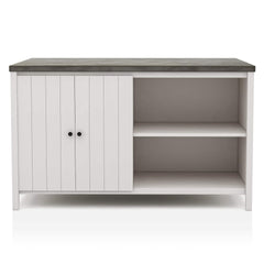 Off White And Dark Gray Counter Height Dining Table w Storage Cabinet Base Solidwood 1pc Table Dining Room Furniture