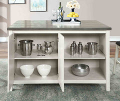 Transitional Style 5pc Counter Height Dining Set Off White Wooden Dining Table 4x Stools Storage Shelve Table Base Dining Room