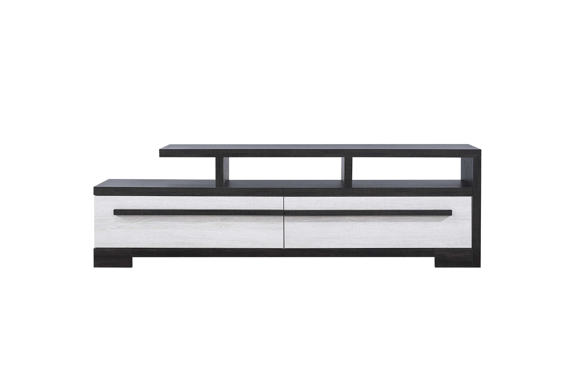 1pc Entertainment Console Modern Design Chalk Ebony Wood Finish Open Shelf Two Spacious Drawers TV Stand