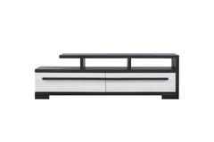 1pc Entertainment Console Modern Design Chalk Ebony Wood Finish Open Shelf Two Spacious Drawers TV Stand