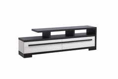1pc Entertainment Console Modern Design Chalk Ebony Wood Finish Open Shelf Two Spacious Drawers TV Stand