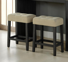 Two-Tone Design Transitional Black 3pc Dining Set Table 2x Stools Tufted Beige Seats Dining Room