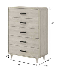 1pc Contemporary White Finish Ample Drawer Space Five Drawers Tall Chest Storage Wooden Furniture Antique White Color