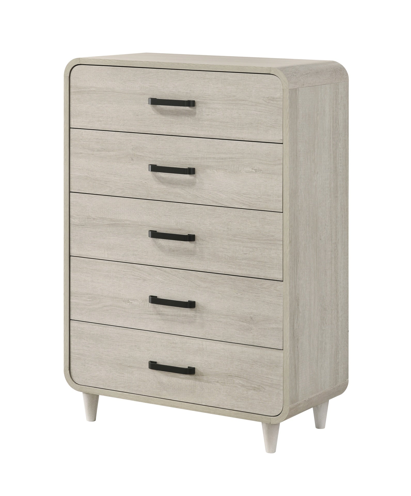 1pc Contemporary White Finish Ample Drawer Space Five Drawers Tall Chest Storage Wooden Furniture Antique White Color
