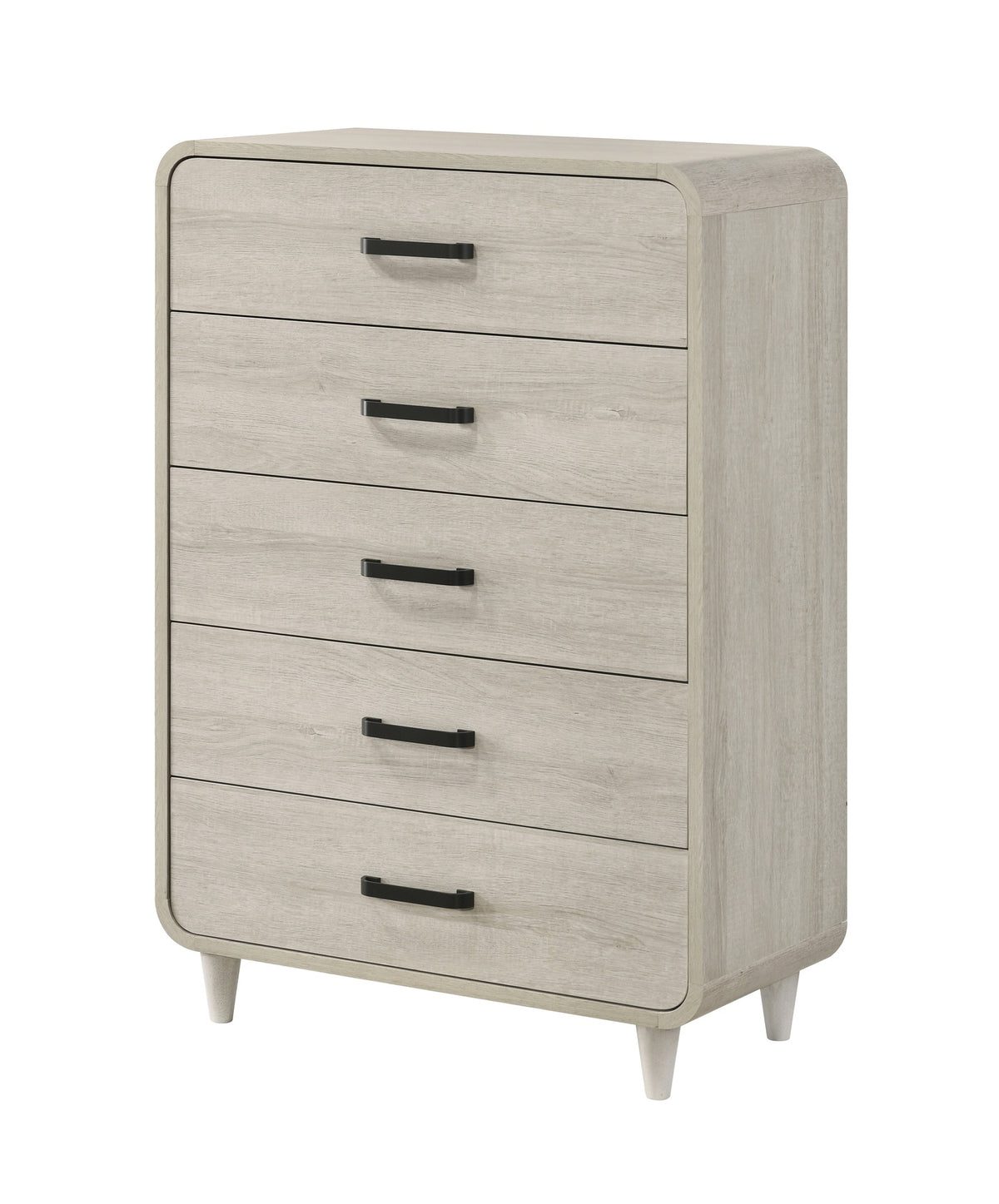 1pc Contemporary White Finish Ample Drawer Space Five Drawers Tall Chest Storage Wooden Furniture Antique White Color
