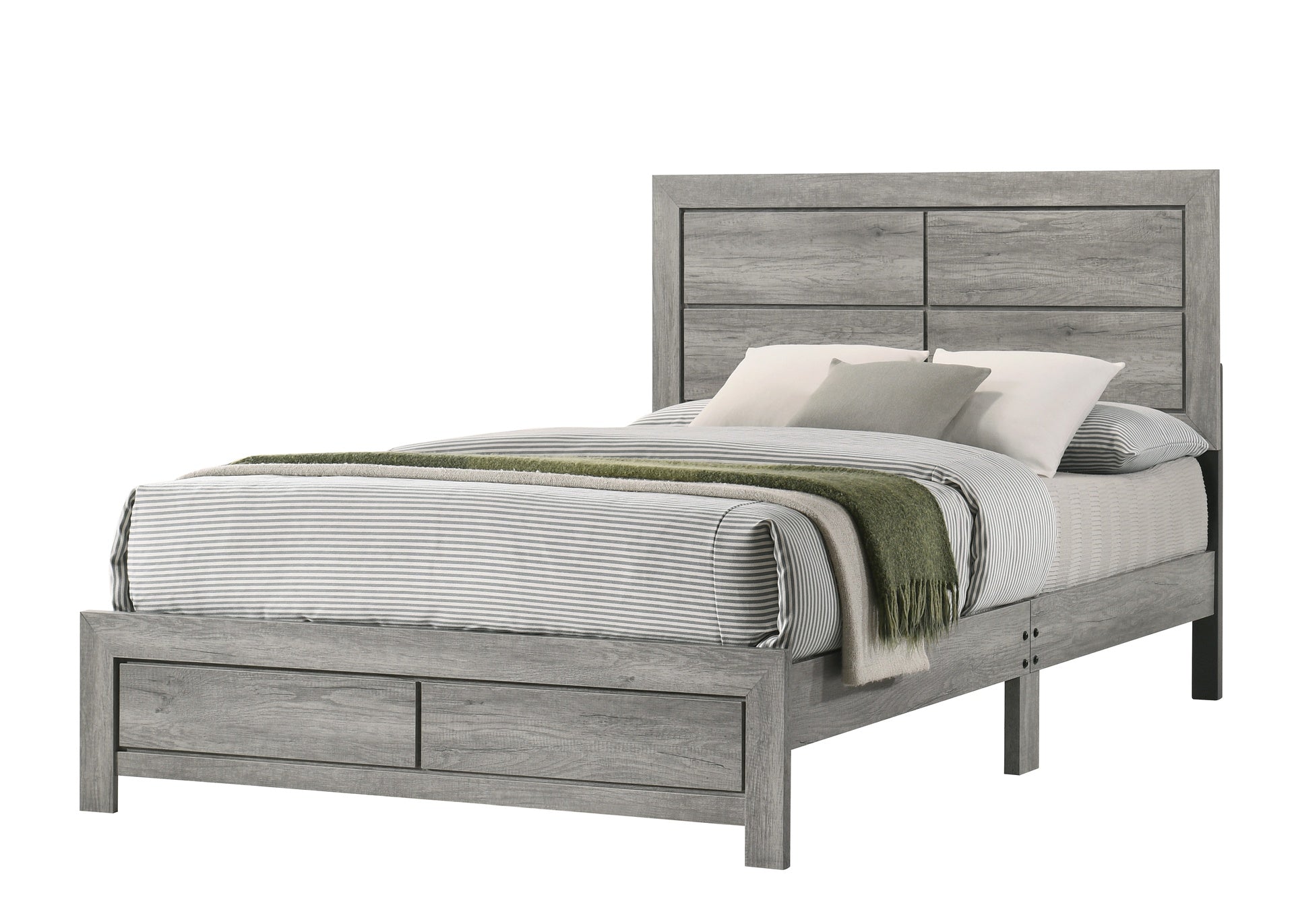 1pc Full Size Rustic Robust Platform Bed Clean-lined Headboard Wood Grain Finish Gray
