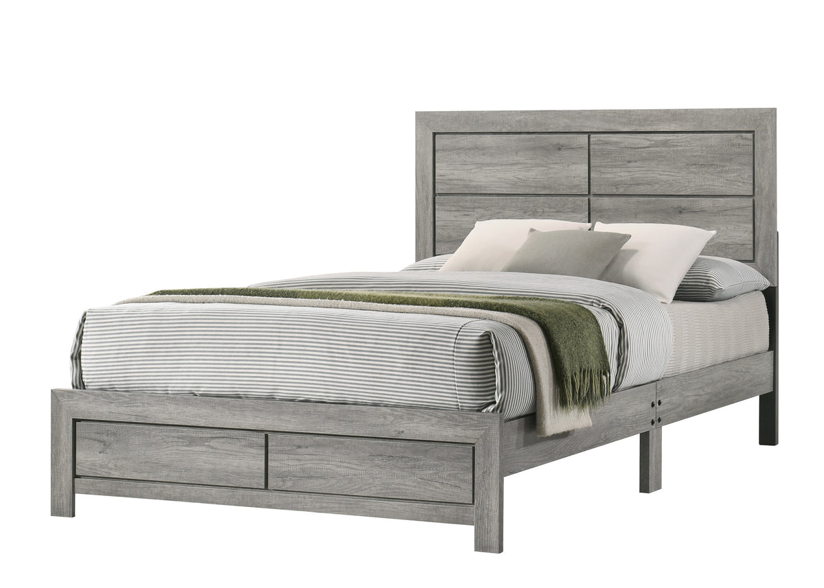1pc Full Size Rustic Robust Platform Bed Clean-lined Headboard Wood Grain Finish Gray