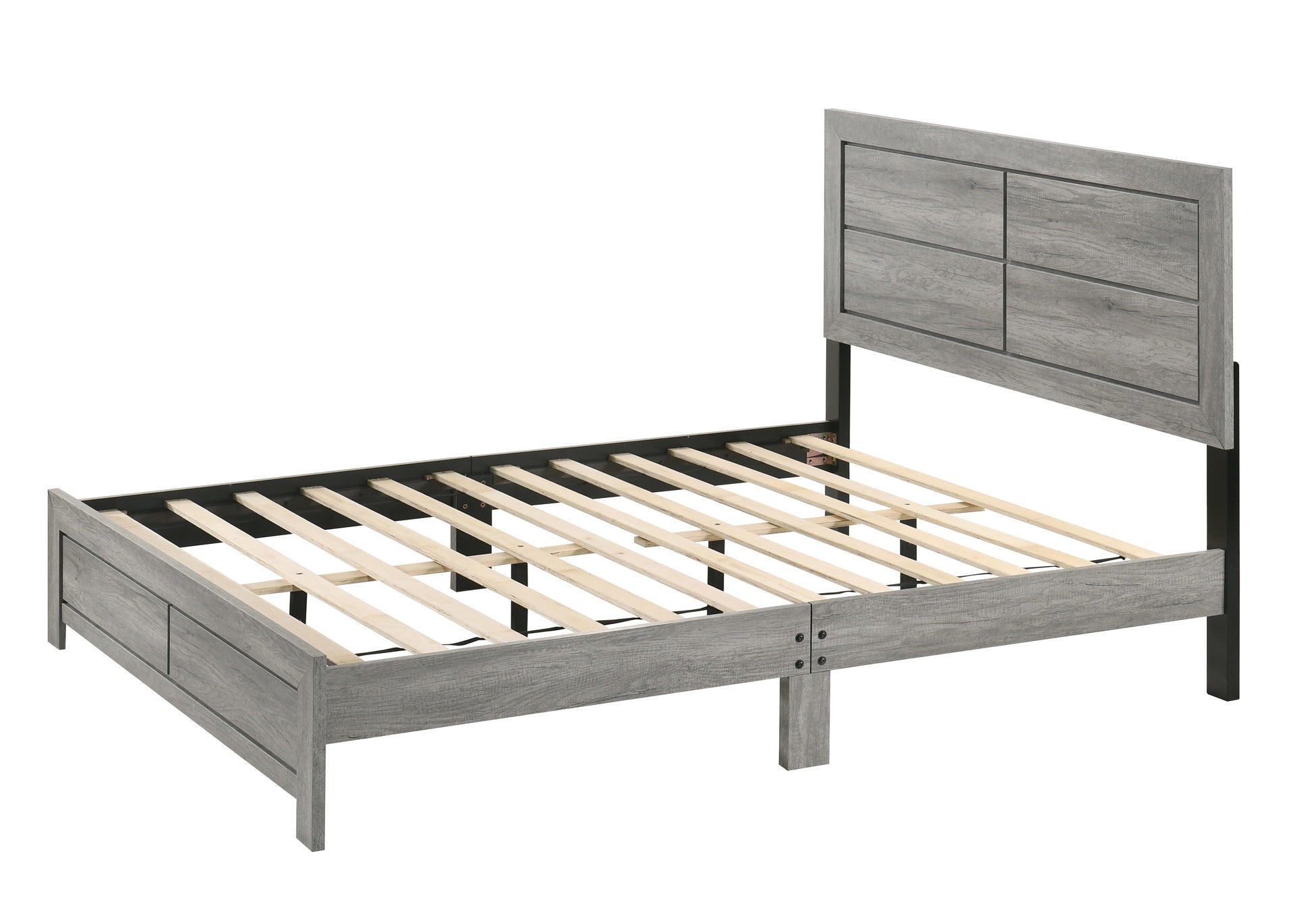 1pc Full Size Rustic Robust Platform Bed Clean-lined Headboard Wood Grain Finish Gray