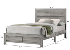 1pc Full Size Rustic Robust Platform Bed Clean-lined Headboard Wood Grain Finish Gray