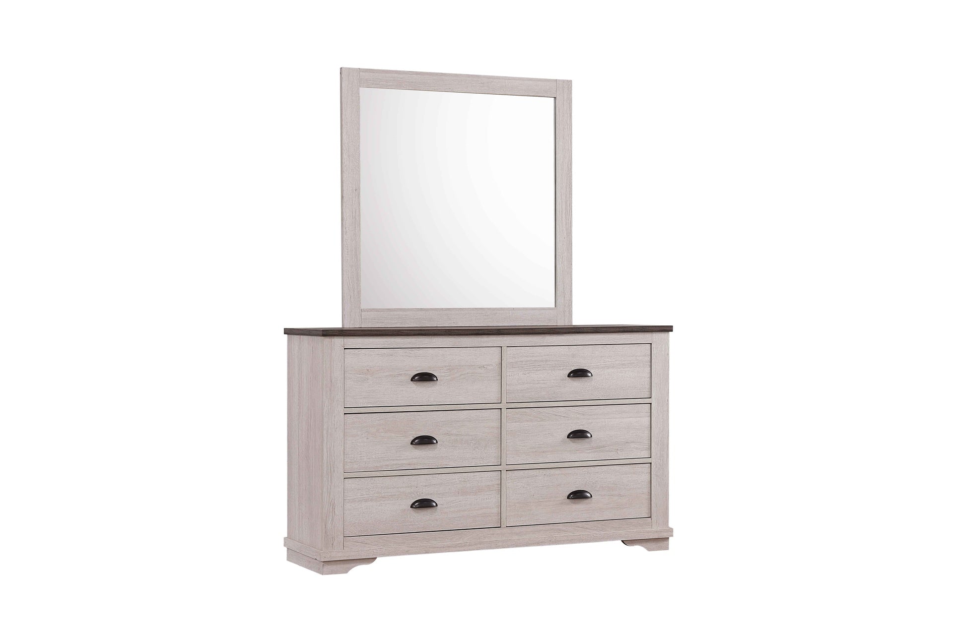 1pc Contemporary Six Drawers Dresser Bed Side Cabinet Wooden Furniture Rustic Chalk Gray Color