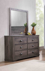 1pc Contemporary Six Drawers Dresser Bed Side Cabinet Wooden Furniture Rustic Gray Color