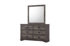 1pc Contemporary Six Drawers Dresser Bed Side Cabinet Wooden Furniture Rustic Gray Color