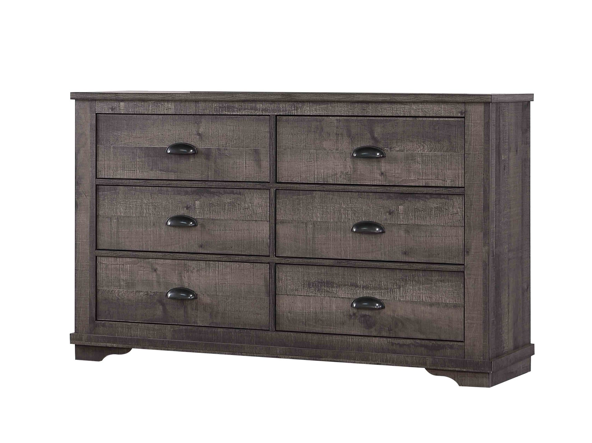 1pc Contemporary Six Drawers Dresser Bed Side Cabinet Wooden Furniture Rustic Gray Color