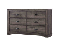 1pc Contemporary Six Drawers Dresser Bed Side Cabinet Wooden Furniture Rustic Gray Color