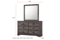 1pc Contemporary Six Drawers Dresser Bed Side Cabinet Wooden Furniture Rustic Gray Color