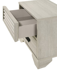 1pc Contemporary 2-Drawer Louvered Design Nightstand Finger Pull Hardware Bedroom Wooden Furniture Beige Finish