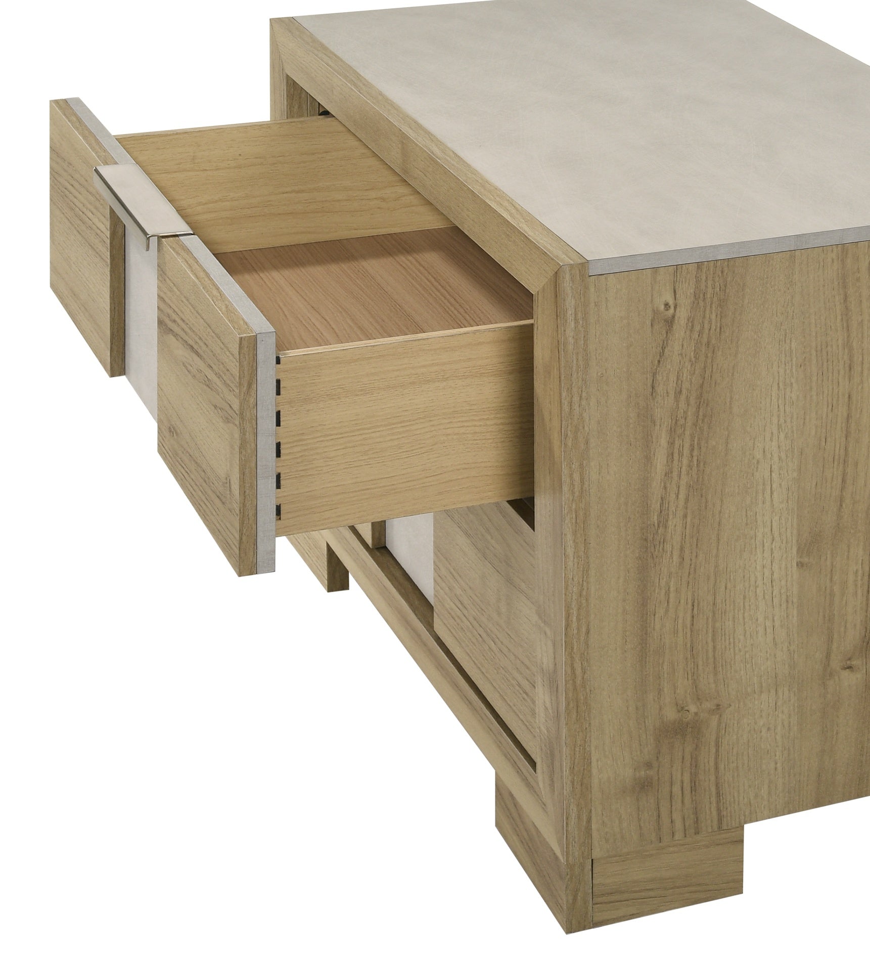 1pc Driftwood Nightstand Two Drawer Wooden Bedroom Furniture