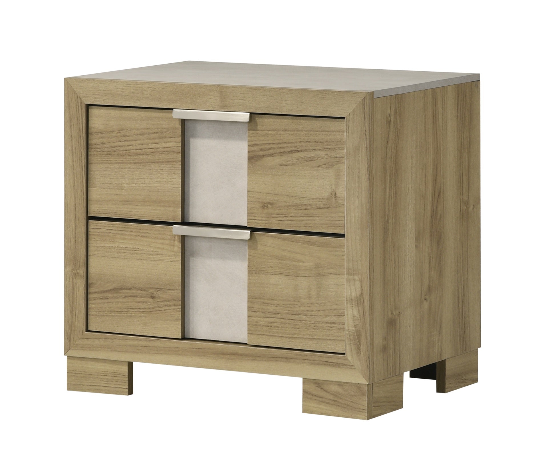 1pc Driftwood Nightstand Two Drawer Wooden Bedroom Furniture