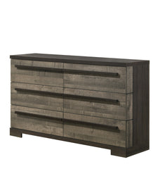 1pc Six Drawers Dresser Gray Ebony Finish Wooden Storage Bedroom Furniture