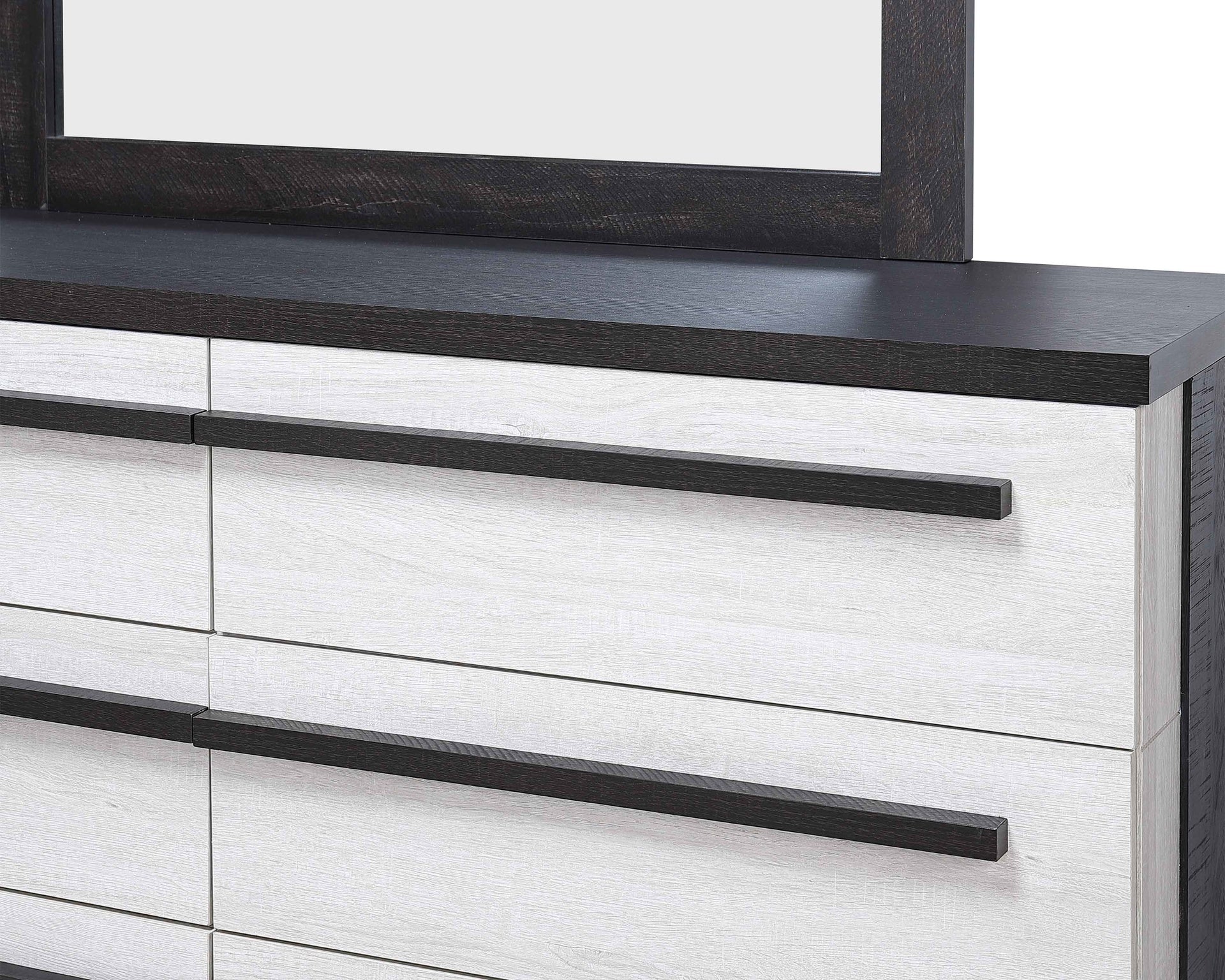 1pc Six Drawers Dresser Cream Ebony Finish Wooden Storage Bedroom Furniture