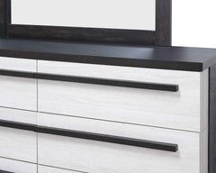 1pc Six Drawers Dresser Cream Ebony Finish Wooden Storage Bedroom Furniture