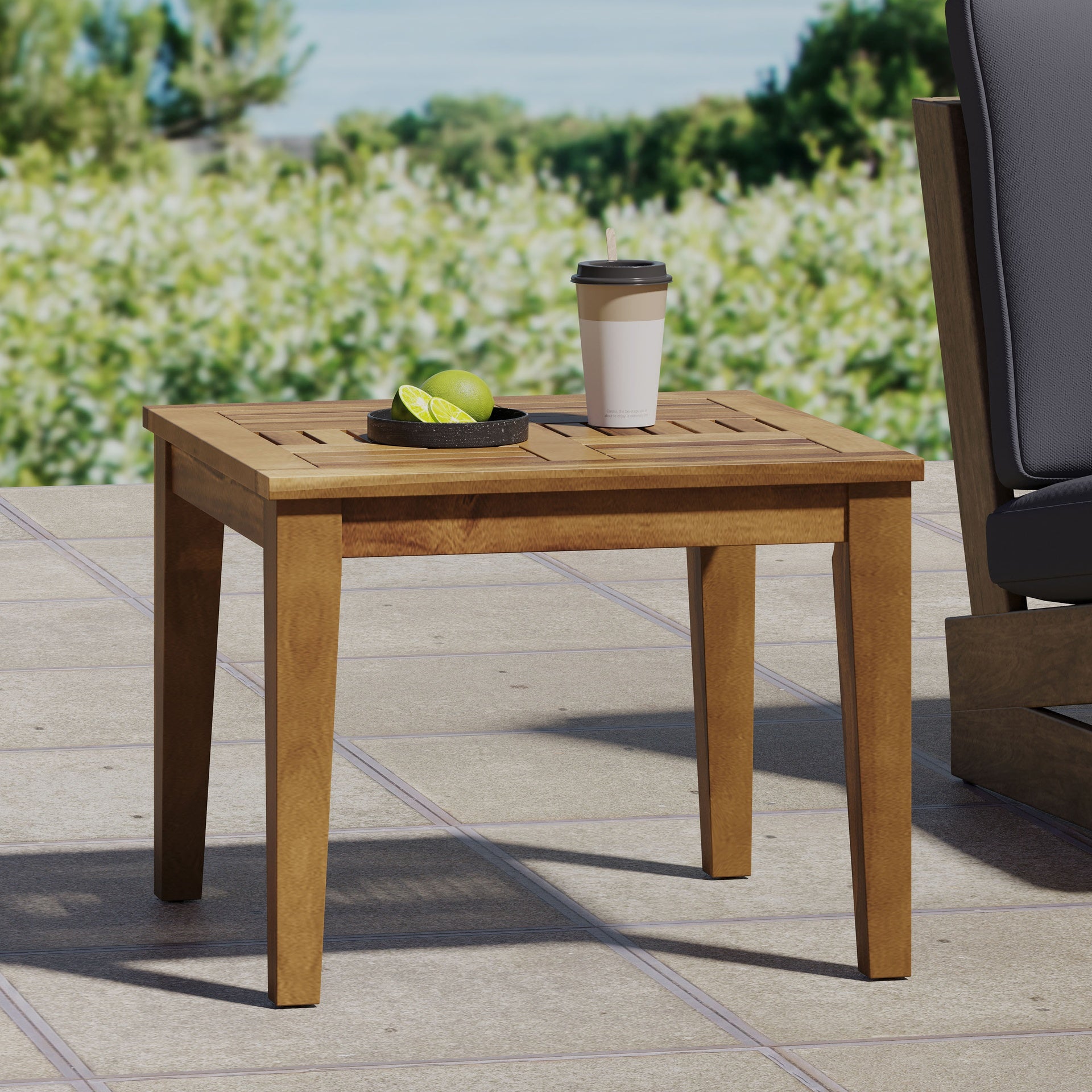 Hampton Outdoor Acacia Wood Side Table, 20 "W x 20 "D x 15.75 "H,