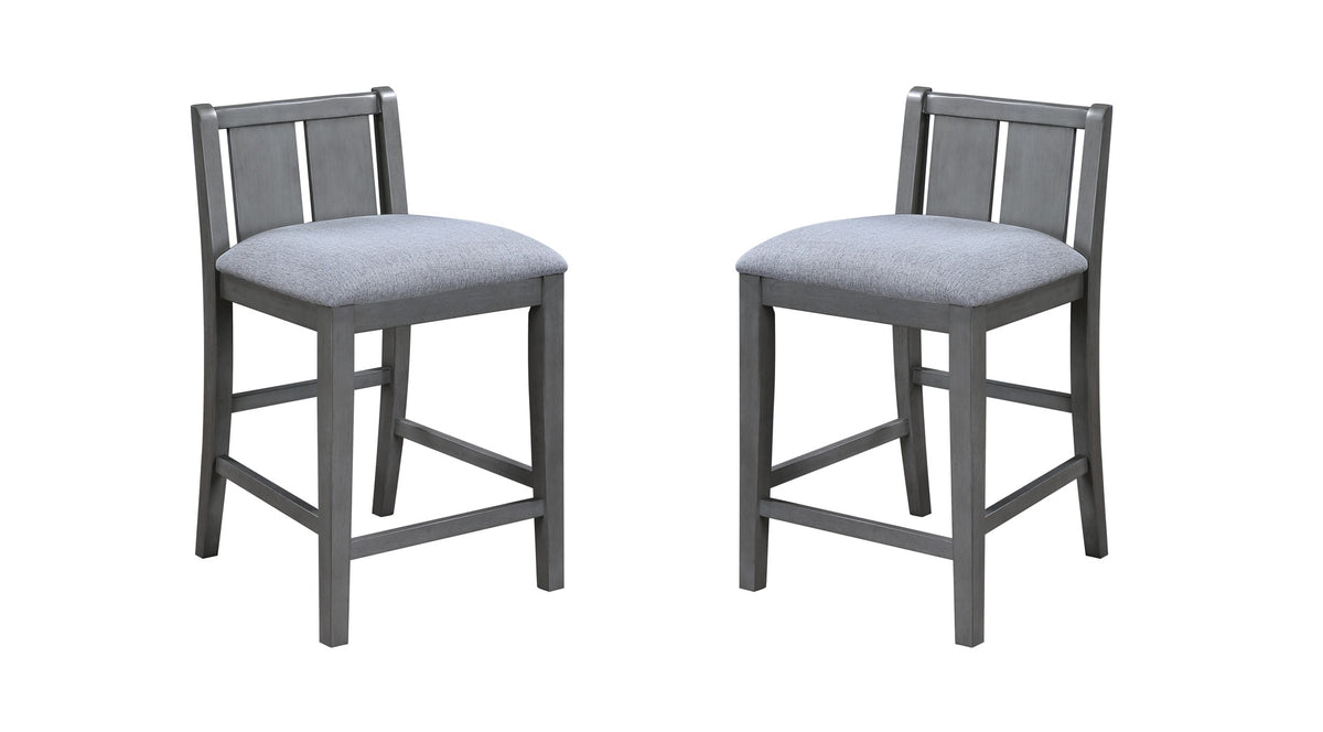 Graham Set of 2 Gray Finish Upholstered Seat 20" Counter Height Chair