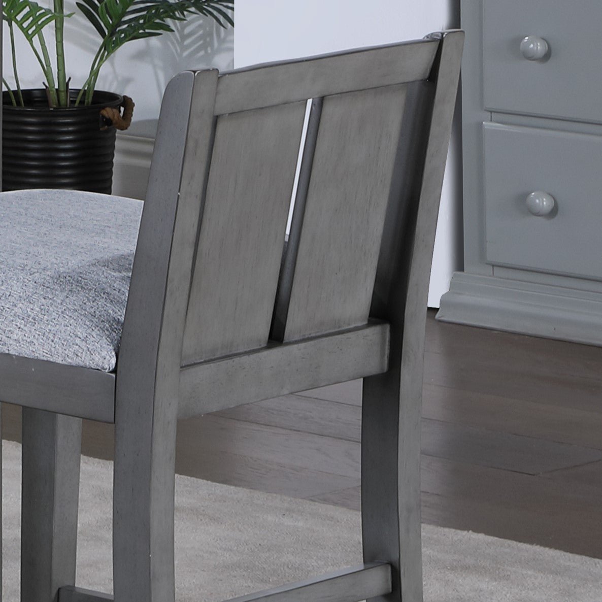 Graham Set of 2 Gray Finish Upholstered Seat 20" Counter Height Chair