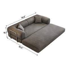 78.8" Compression Sofa,Convertible Floor Sofa Bed-with Pillow Back Support Armrest,Comfy Futon Couch Sleeper Bed,Loveseats Boneless Modular Sectional Sofa,Corduroy fabric,for Living Room,Bedroom,Grey