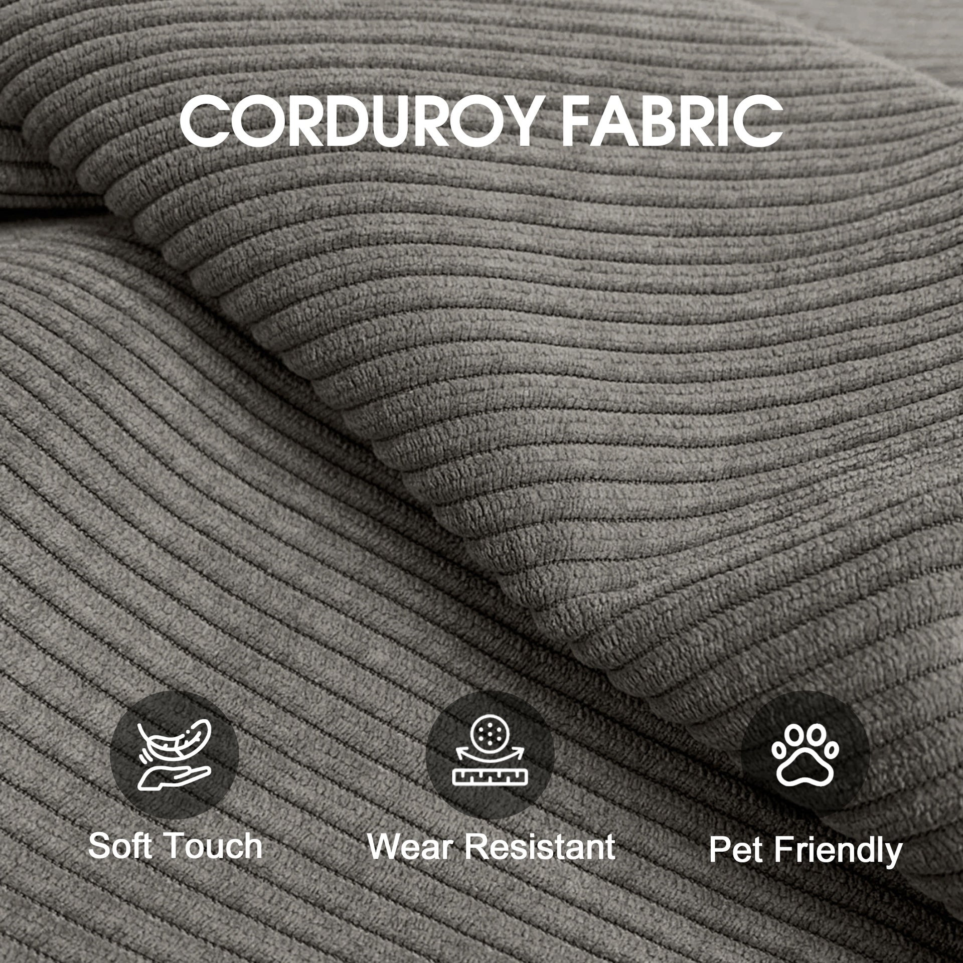 78.8" Compression Sofa,Convertible Floor Sofa Bed-with Pillow Back Support Armrest,Comfy Futon Couch Sleeper Bed,Loveseats Boneless Modular Sectional Sofa,Corduroy fabric,for Living Room,Bedroom,Grey