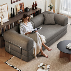 78.8" Compression Sofa,Convertible Floor Sofa Bed-with Pillow Back Support Armrest,Comfy Futon Couch Sleeper Bed,Loveseats Boneless Modular Sectional Sofa,Corduroy fabric,for Living Room,Bedroom,Grey