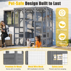 Outdoor Cat Enclosure, 71" Large Cat House for Multiple Cats with Waterproof Roof, 3 Tier Cat Cage with 6 Platform for Patio, Yard, Graden